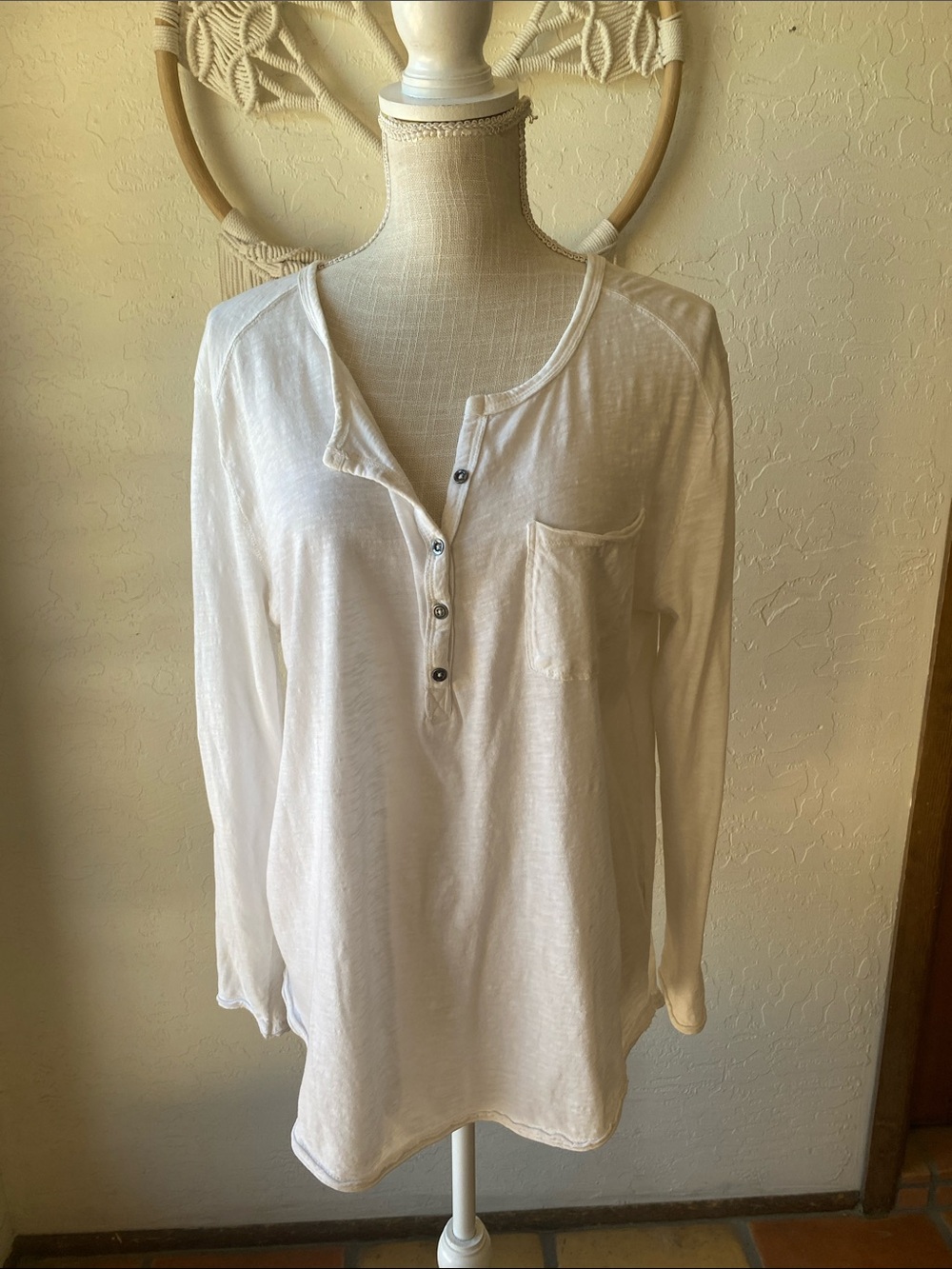 We The Free White Long-Sleeve Henley Tee